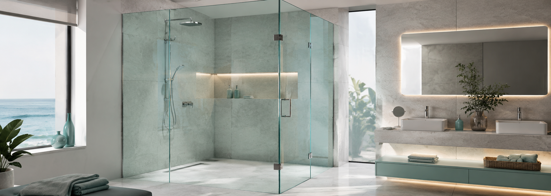 Mampara de baño moderna fabricada a medida
